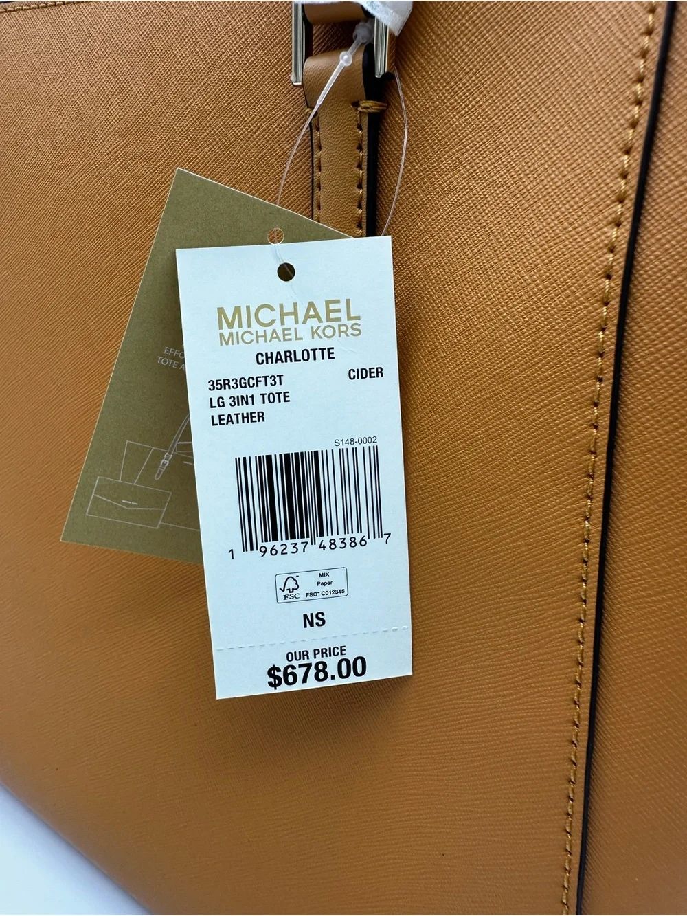 Michael Kors Caramel Tan Leather Tote with Matching Wallet & Clutch Set